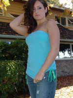 Kylie in her blue tube top